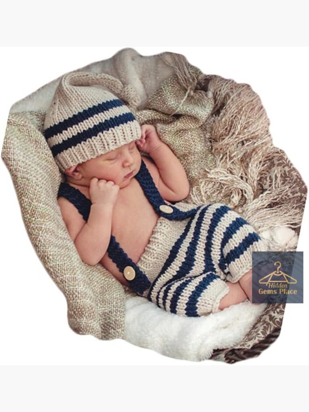Newborn Baby Photography Props Hat & Pants Set Wool Unisex Costume